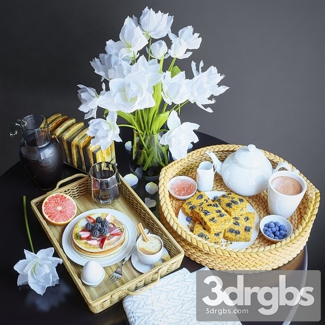 Trays With Breakfast 2 3dsmax Download - thumbnail 1