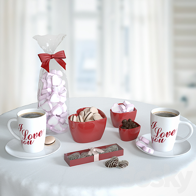 valentine’s coffee set 3DS Max Model - thumbnail 1