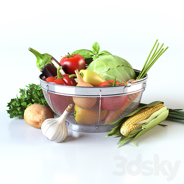 Vegetables in the basket 3DSMax File - thumbnail 1