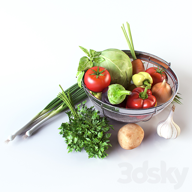 Vegetables in the basket 3DSMax File - thumbnail 2