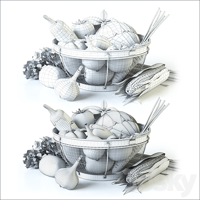 Vegetables in the basket 3DSMax File - thumbnail 3