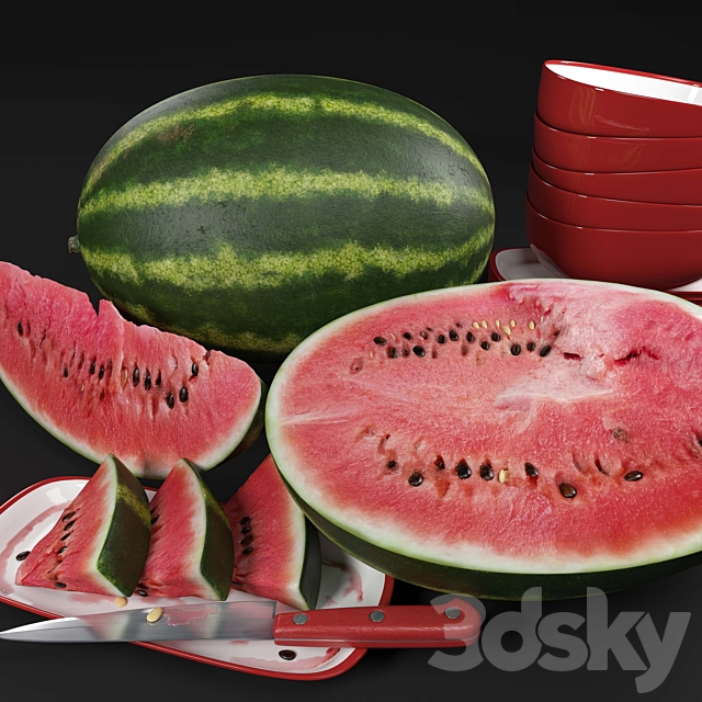 Watermelon set 3DS Max Model - thumbnail 2