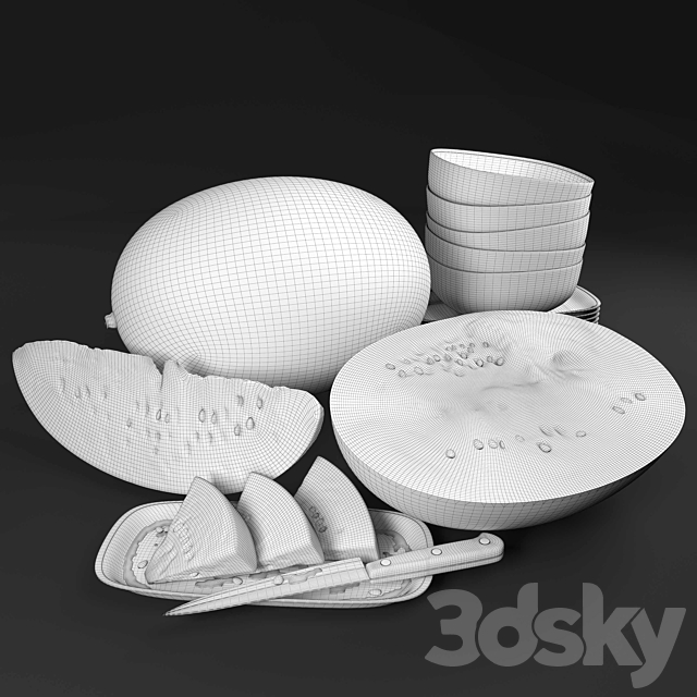 Watermelon set 3DS Max Model - thumbnail 3