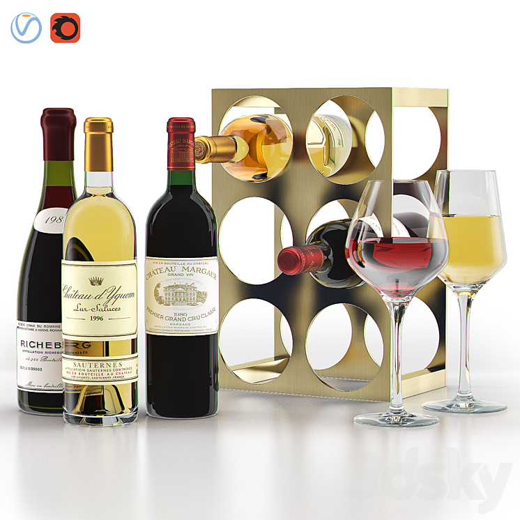 WEST ELM Metal Wine Rack 3DS Max - thumbnail 1