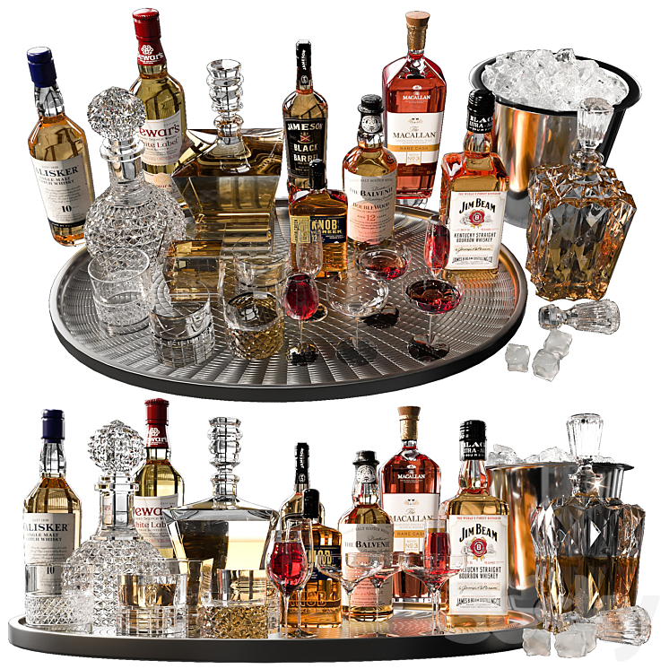 WHISKEY AND DECANTER SET NO4 3DS Max Model - thumbnail 1