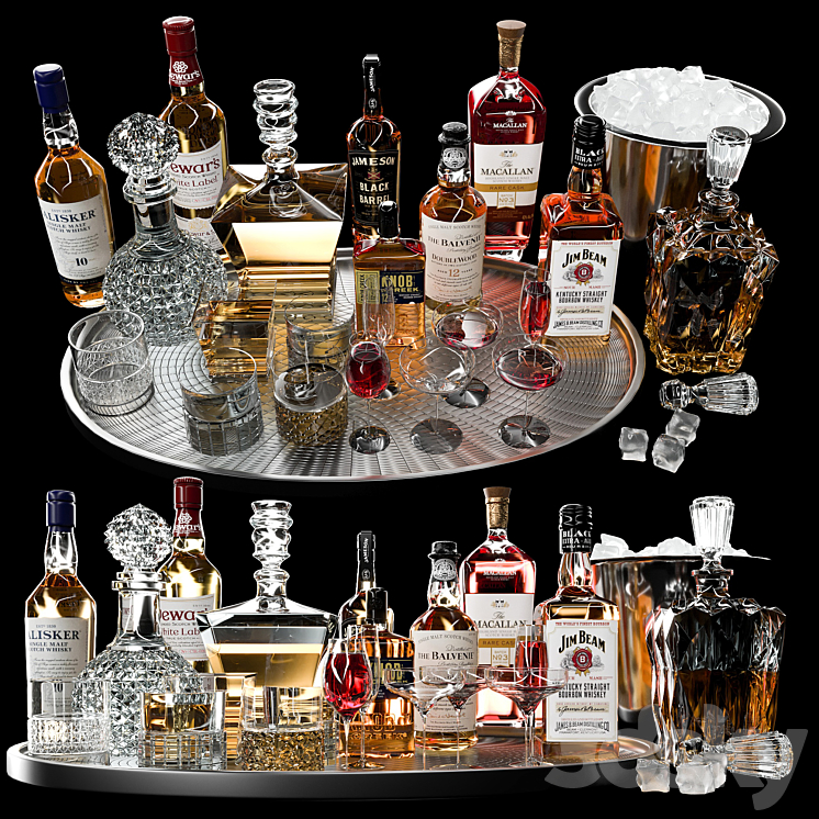 WHISKEY AND DECANTER SET NO4 3DS Max Model - thumbnail 2