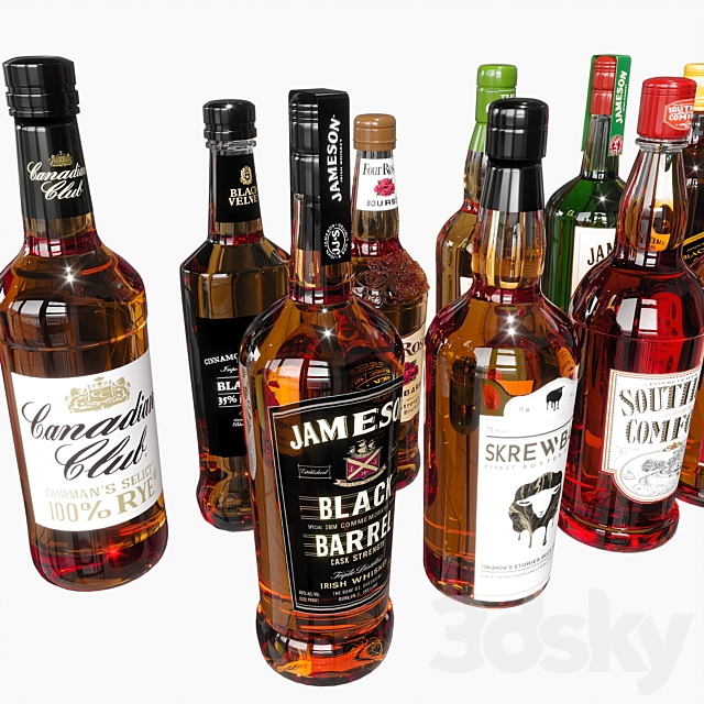 WHISKEY& BOTTLE COLLECTION 3ds Max - thumbnail 3