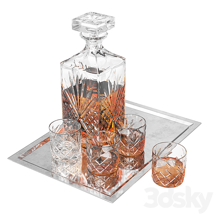 Whiskey tray 3DS Max - thumbnail 2