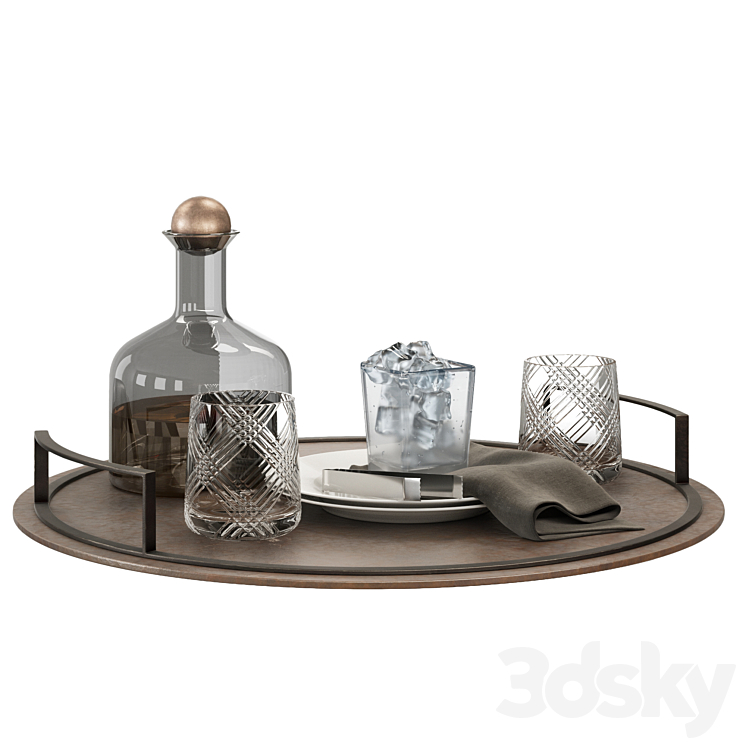 Whiskey Vintage Tray Set 3DS Max - thumbnail 1