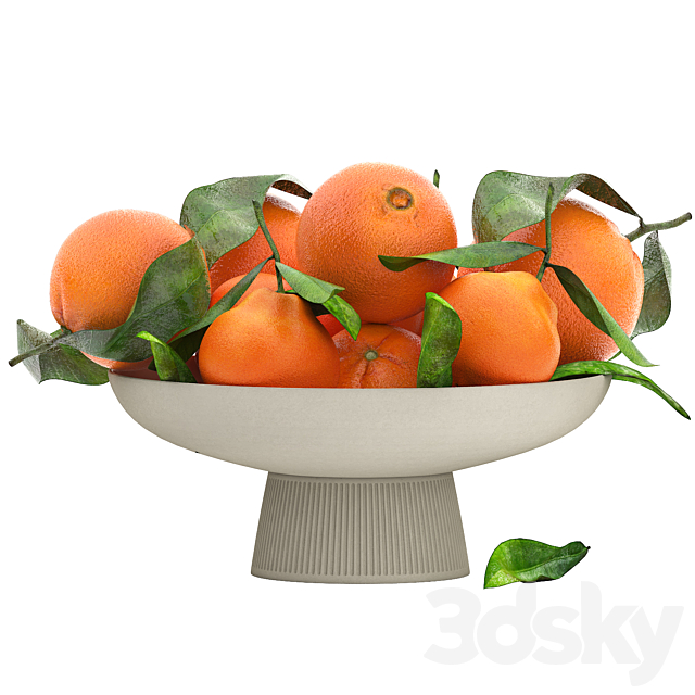 white bowl of oranges 3ds Max - thumbnail 1