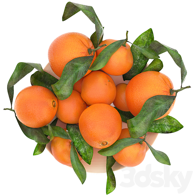 white bowl of oranges 3ds Max - thumbnail 2