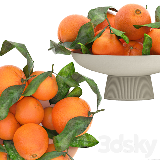 white bowl of oranges 3ds Max - thumbnail 3