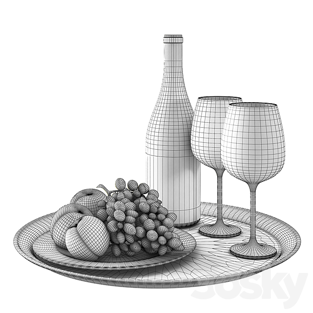 White Wine 3DS Max Model - thumbnail 2