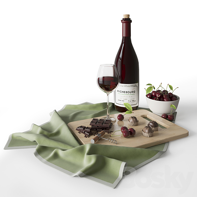 Wine and chocolate 3ds Max - thumbnail 1