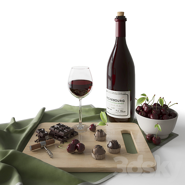 Wine and chocolate 3ds Max - thumbnail 2