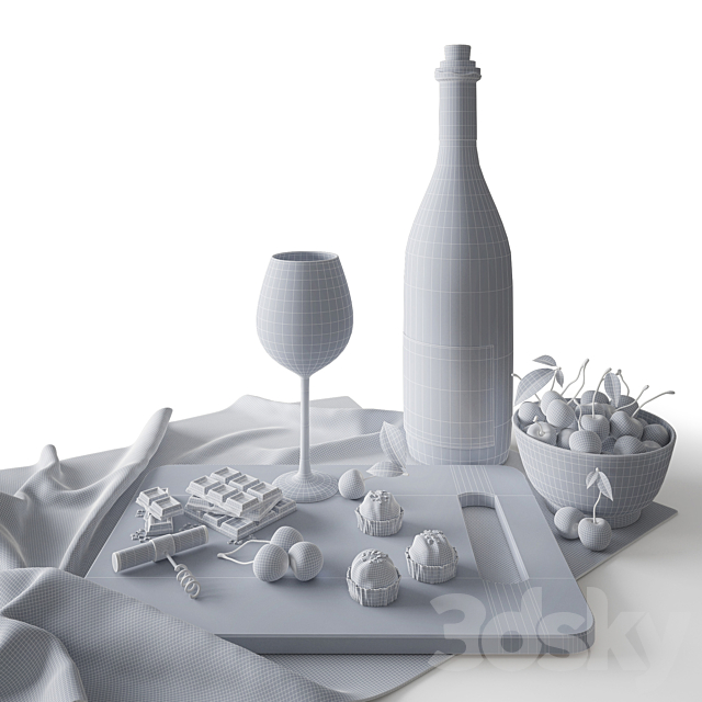 Wine and chocolate 3ds Max - thumbnail 3