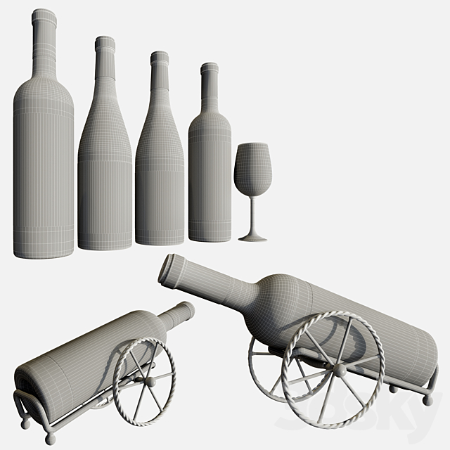 wine bottle set 11 3DSMax File - thumbnail 5