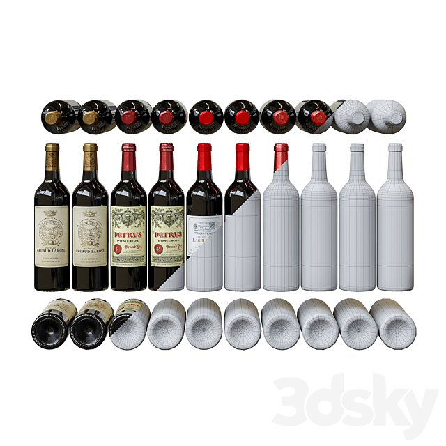 Wine bottles 3ds Max - thumbnail 2