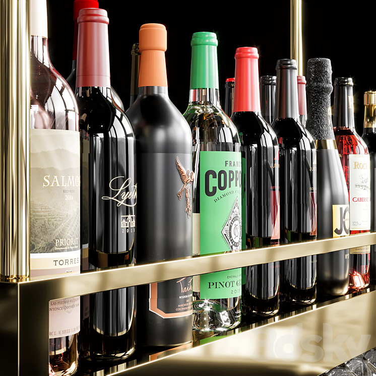 wine shelf 05 3DS Max Model - thumbnail 2