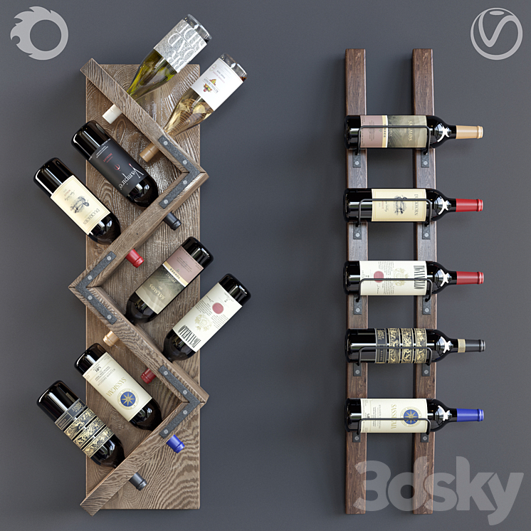 wine shelf 3DS Max - thumbnail 1