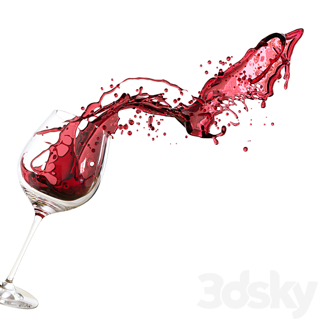 Wine splash + glass of Spiegelau 3ds Max - thumbnail 1