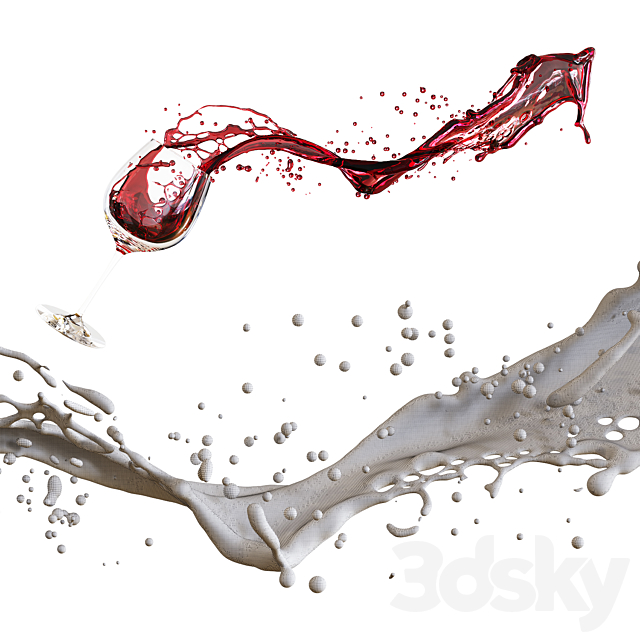 Wine splash + glass of Spiegelau 3ds Max - thumbnail 2