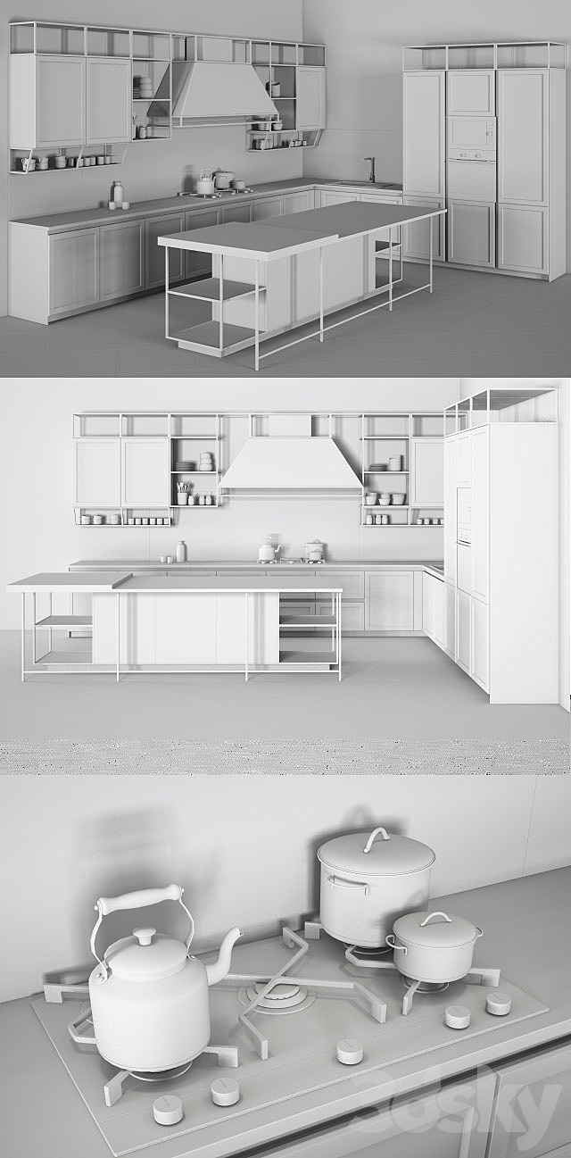 Frame Snaidero Kitchen Furniture 3DS Max Model - thumbnail 2