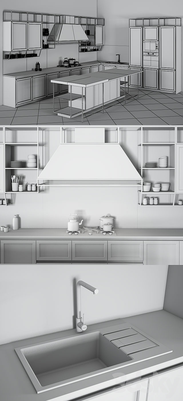 Frame Snaidero Kitchen Furniture 3DS Max Model - thumbnail 3