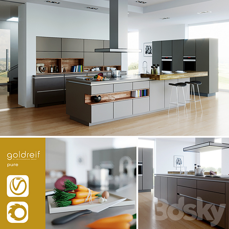 Goldreif by Poggenpohl Pure Kitchen (vray + corona) 3DS Max - thumbnail 1