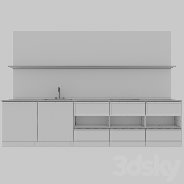 Green kitchen 3DS Max Model - thumbnail 2