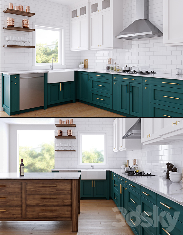 Green kitchen 3DSMax File - thumbnail 2