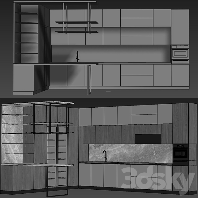 Kitchen 006 530x400x270H 3DS Max Model - thumbnail 5