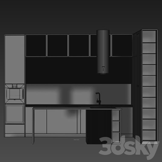 Kitchen 052 400x320x290H 3DS Max Model - thumbnail 5