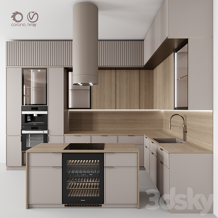 “Kitchen ?115 “”Beige Rail””” 3DS Max - thumbnail 1