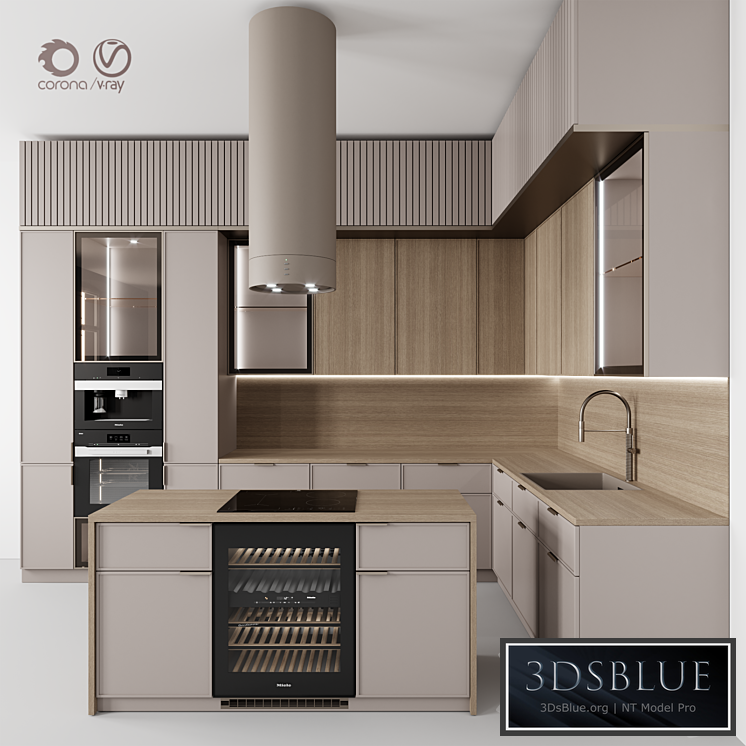 “Kitchen ?115 “”Beige Rail””” 3DS Max - thumbnail 3