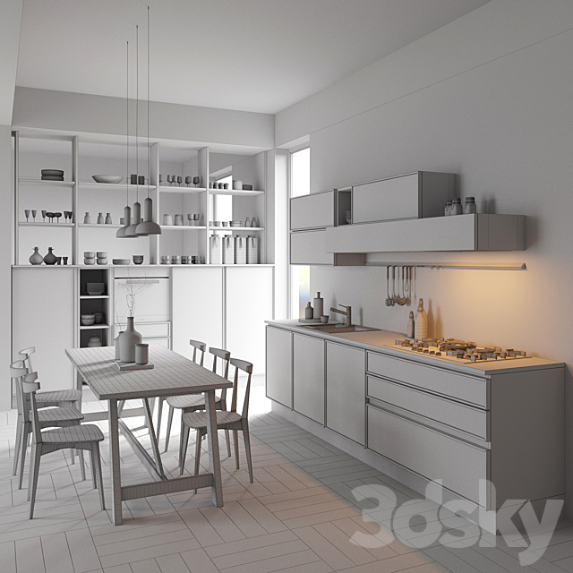 Kitchen Aran Cucine Quadro 3DS Max Model - thumbnail 3