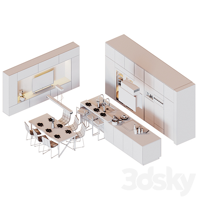 Kitchen Arrex Opale 3DS Max Model - thumbnail 3