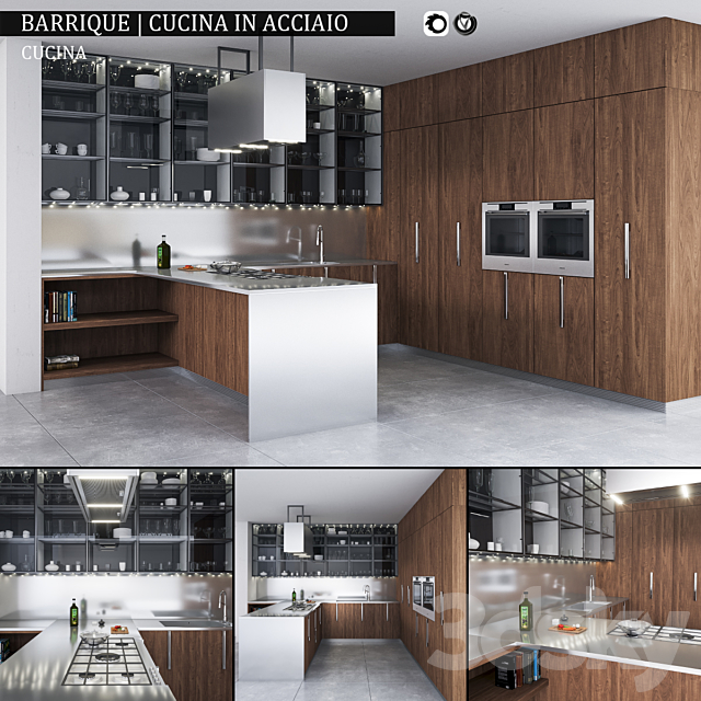 Kitchen Barrique Cucina in acciaio 3DSMax File - thumbnail 1