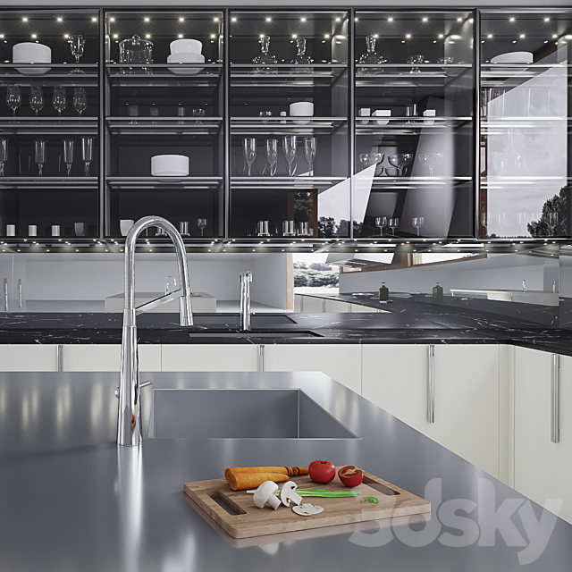 Kitchen Barrique Cucina in vetro 3DS Max Model - thumbnail 2