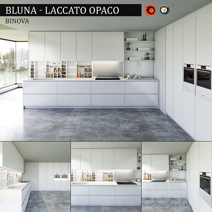 Kitchen Bluna Laccato Opaco 3DS Max - thumbnail 1