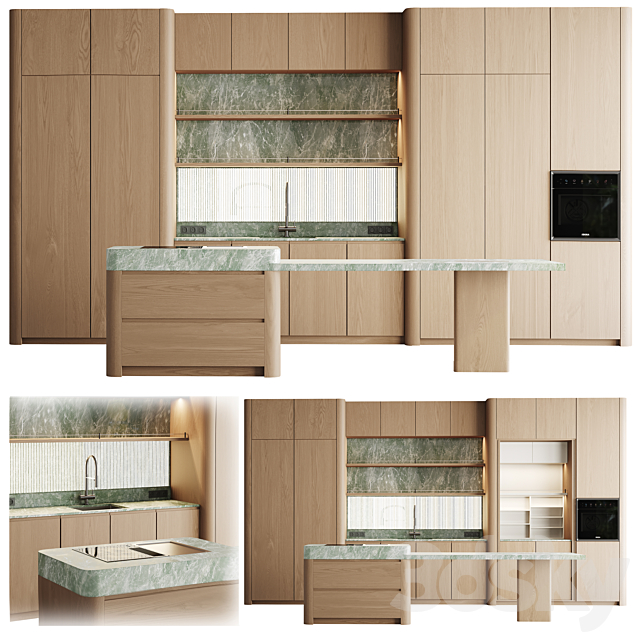 kitchen cabinet with island 01 3ds Max - thumbnail 2