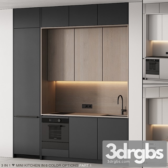 235 Modern Kitchen 13 Mini Kitchen 02 Part 1 3dsmax Download - thumbnail 1