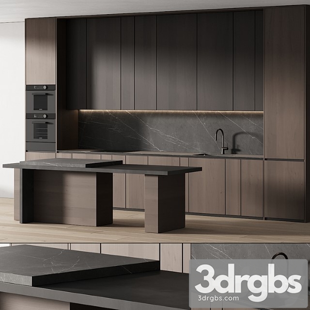 241 Modern Kitchen 14 Minimal Modern Kitchen With Island 05 3dsmax Download - thumbnail 1