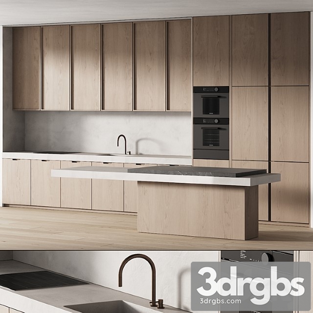 242 Modern Kitchen 15 Minimal Modern Kitchen With Island 06 3dsmax Download - thumbnail 1