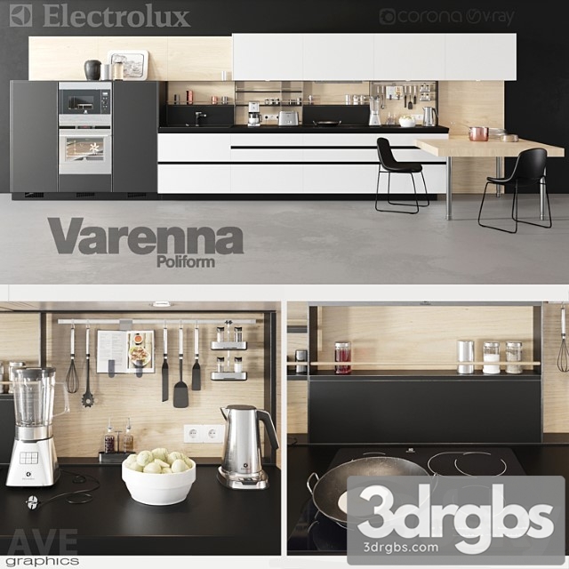 Ave Electrolux Volume Poliform Varenna Kitchen 3dsmax Download - thumbnail 1