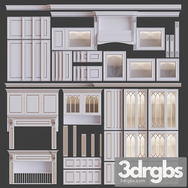 Classic Kitchen Facades 3dsmax Download - thumbnail 1