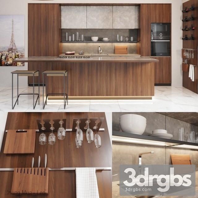 Cocina Gamadecor Roble Torrefacto 3dsmax Download - thumbnail 1