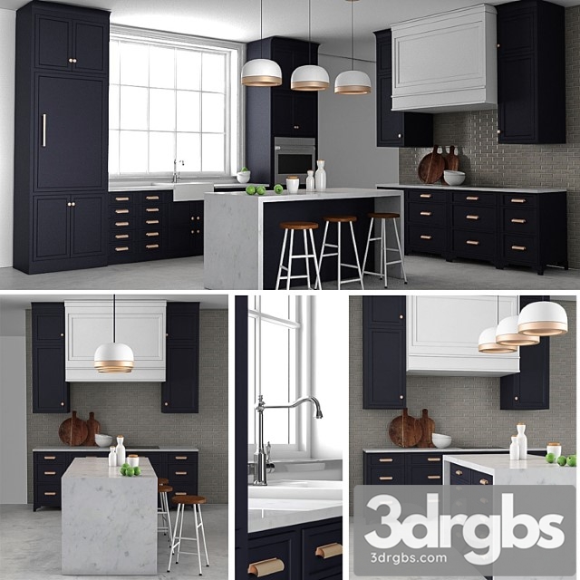 Customized navy kitchen 3dsmax Download - thumbnail 1