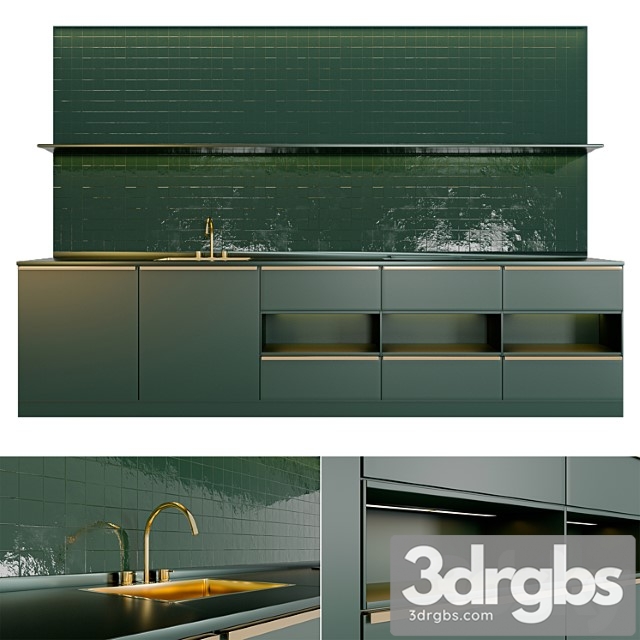 Green kitchen 3dsmax Download - thumbnail 1