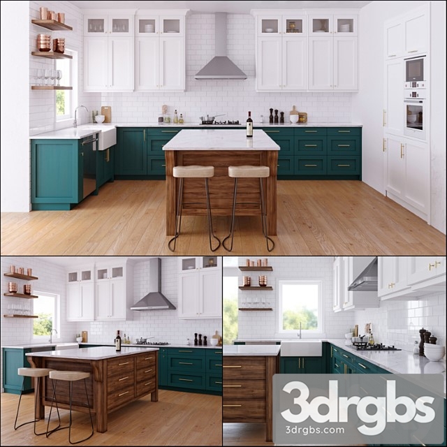 Green kitchen_2 3dsmax Download - thumbnail 1